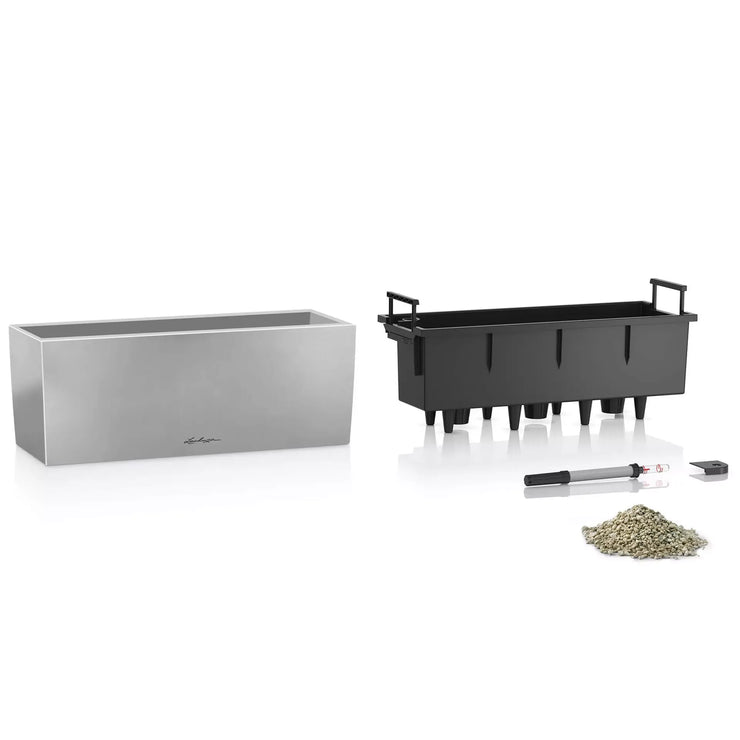 BALCONERA Steel 50 Pearl Grey, Self-Watering Window Box (Railing Planter), H19 L50 W19 cm, 8L