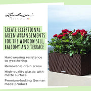 BALCONERA Cottage 80 Mocha, Self-Watering Window Box, H19 L80 W19 cm, 12L + Rail & Balcony Brackets