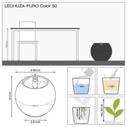 PURO Color 50 White, Self-Watering Large Round Planter, D50 H39 cm, 13L