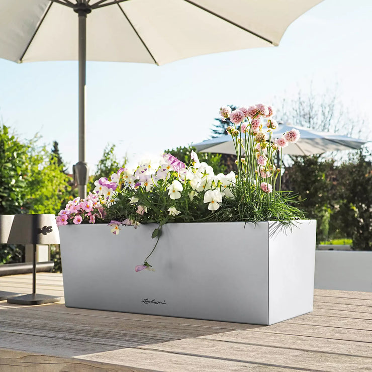 BALCONERA Steel 50 Pearl Grey, Self-Watering Window Box (Railing Planter), H19 L50 W19 cm, 8L