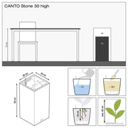 CANTO Slatestone High 40 Light Grey, Self-Watering Tall Planter, H76 L40 W40 cm, 29L