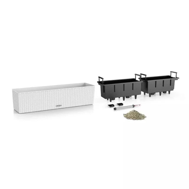 BALCONERA Cottage 80 Mocha, Self-Watering Window Box, H19 L80 W19 cm, 12L + Rail & Balcony Brackets